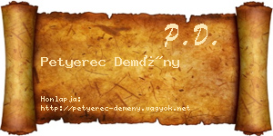Petyerec Demény névjegykártya